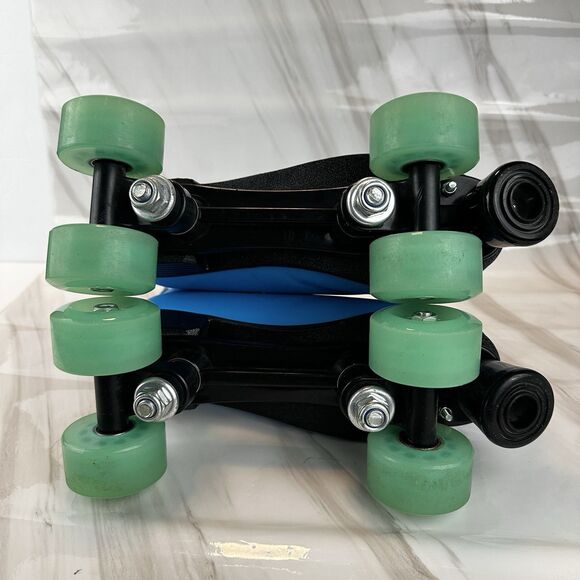 XUDREZ Dual Roller Skates Unisex Size 39 W 8.5 M 7 Blue with Green Wheels Tie Up - Picture 11 of 15